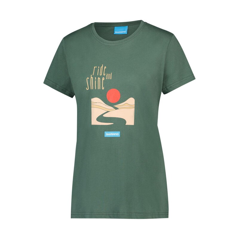 Damska koszulka SHIMANO GRAPHIC TEE w kolorze zielonym